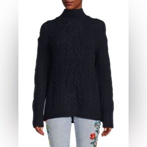 Vince Oversized Cable-Knit Wool Blend Sweater in Coastal Navy New Size Small